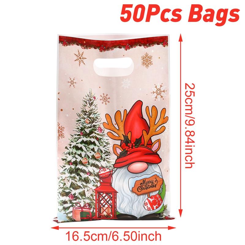 10/25/50pcs Christmas Cute Gift Bags Christmas Party Decoration 2025 Xmas Santa Claus Handbags New Year Gift 2026