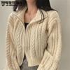 Autumn and Winter Zipper Fried Dough Twists Women's Knitted Sweater Women's Knitting Cardigan Sweater
