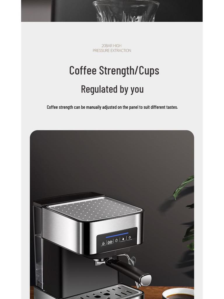 Итальянская полуавтоматическая кофемашина, пар высокого давления 20 бар, компактная для дома или офиса, капучинатор в комплекте