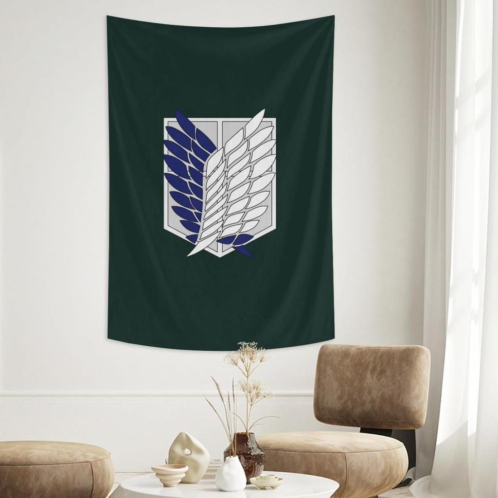 Anime Corps tapestryanime wall decoration dark green badge decoration suitable for bedroom living room 50x 60 inches