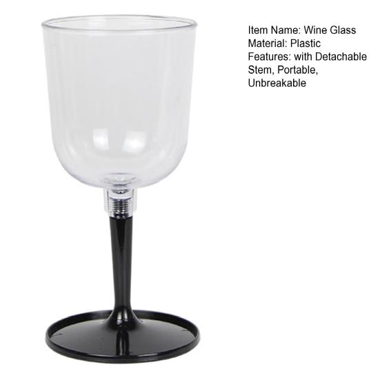 Складной бокал для вина с отсоединяемой ножкой для кемпинга на открытом воздухе, портативный небьющийся прозрачный бокал для вина, дорожный небьющийся пластиковый бокал для шампанского