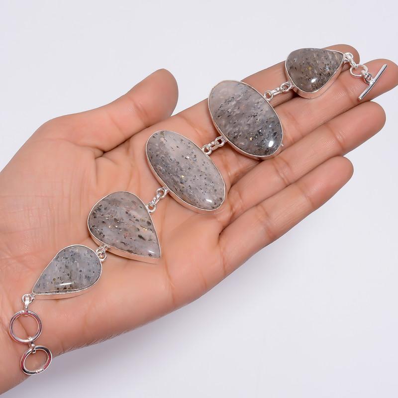 Splendid Top Grade Qualite 100% Natural Iron Tiger Eye Ethnic Style Handmade Jewelry 925 Steling Silver Plated Bracelet 7-8" WSJ-4683