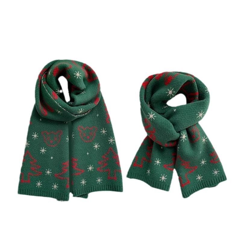 Детский шарф осень и зима новый рождественский мужской красный теплый детский шерстяной вязаный шарф для девочек утолщенный шарф