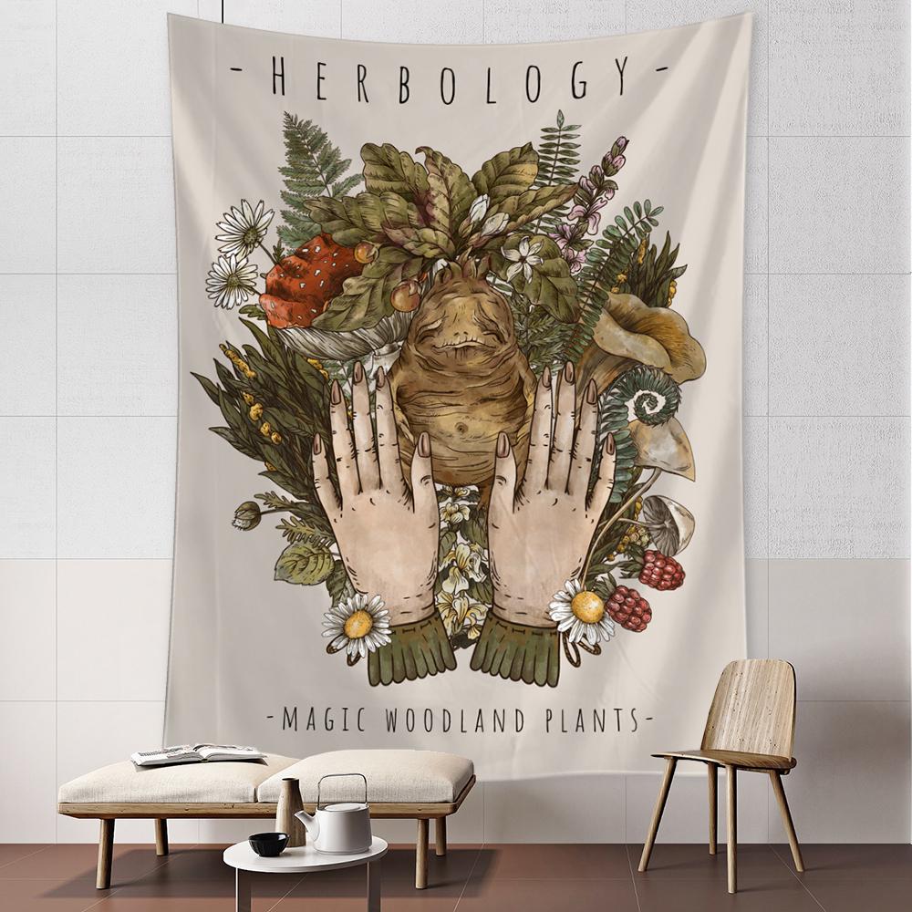 Винтажный психоделический грибной солнечный гобелен с растением небесный цветочный настенный подвесной хиппи Тапиз Декор в общежитии