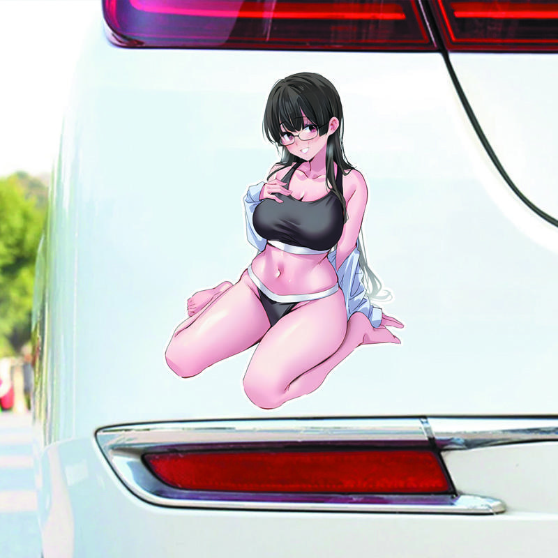 DM32#15cm Anime Cool Girl Wearing An Eye Mask With Her Back To You Vinyl Car Sticker  Waterproof Vinyl Decal Car Accessories Decor