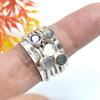 Серебро 925 пробы, кольцо с несколькими драгоценными камнями, кольцо-спиннер ручной работы, ювелирные изделия в стиле бохо, дизайнерское кольцо, эффектное кольцо. Спиннер-бэнд