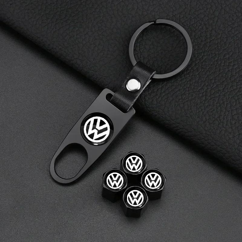 For Volkswagen VW Metal Leather Car Keychain Key Ring Badge Accessories For Volkswagen Golf-5 6 7 MK6 Jetta Lavida Polo Tiguan P
