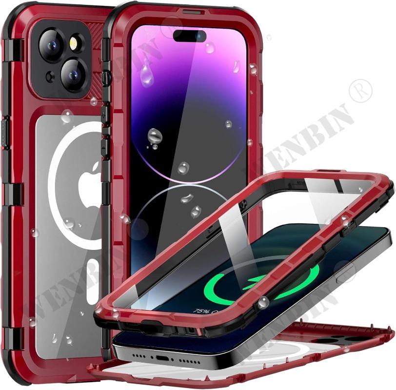 Роскошный металлический водонепроницаемый чехол для iPhone 15 Pro Max 15 Plus со встроенной защитой экрана, прочный военный чехол для защиты от падений