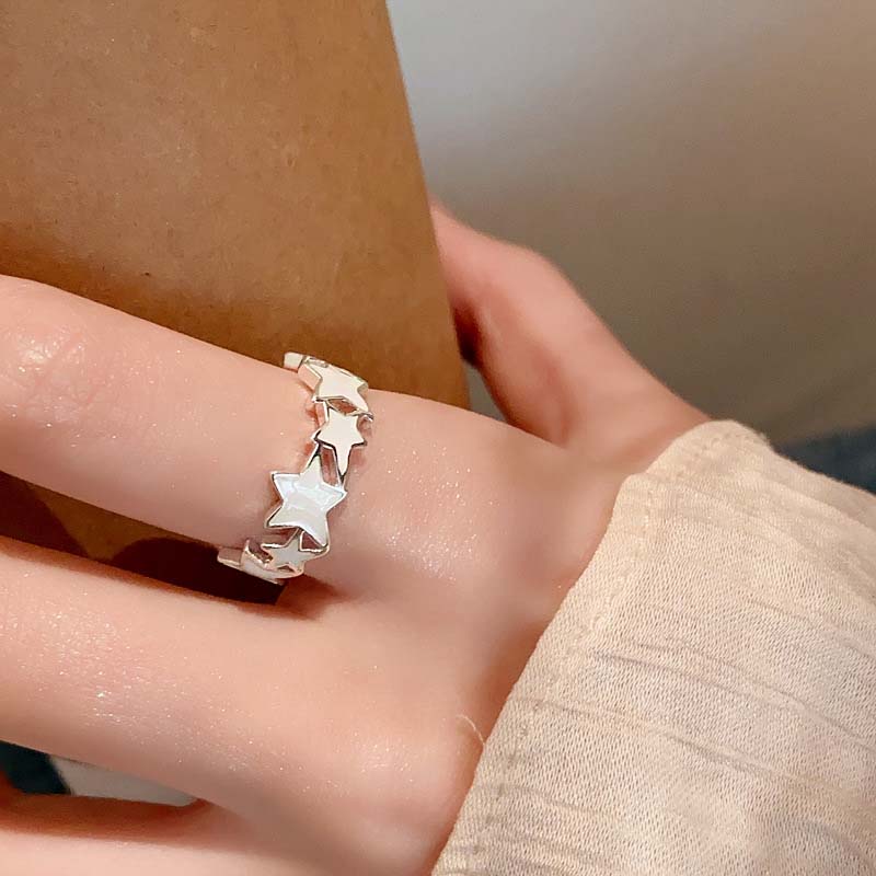 New Colorful Enamel Pink Star Rings for Women Girls Cool Sweet Y2K Blue Twisted Star Open Ring Party Gifts Jewelry