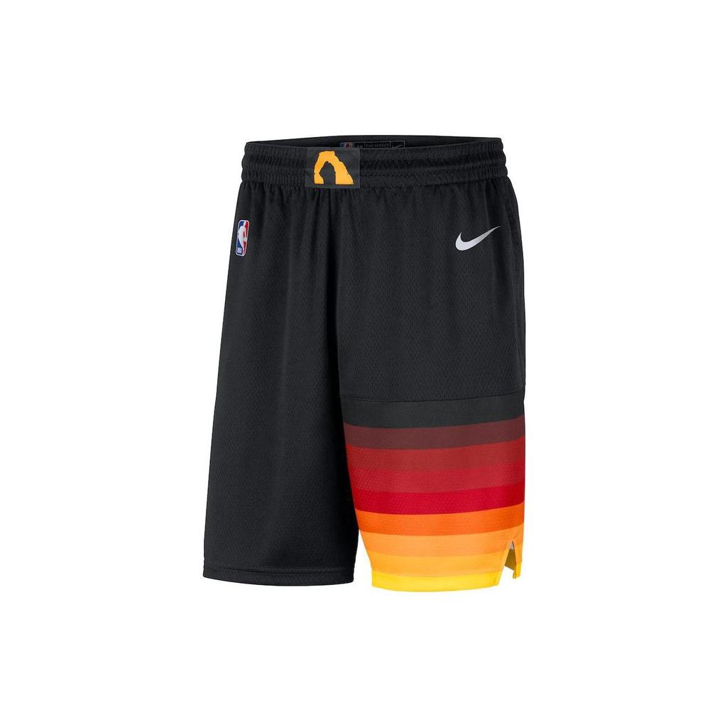 Nike NBA Logo Badge Printed Sports Basketball Shorts SW Fan Edition 20-21 Season Jazz Team Men Shorts Black CN1991-010
