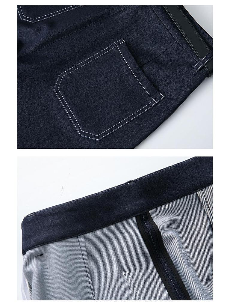 Spring 2025 Women's High-Waist Wide-Leg Denim Trousers - Slim Fit, Drape, Straight-Leg Design for Mature Styles