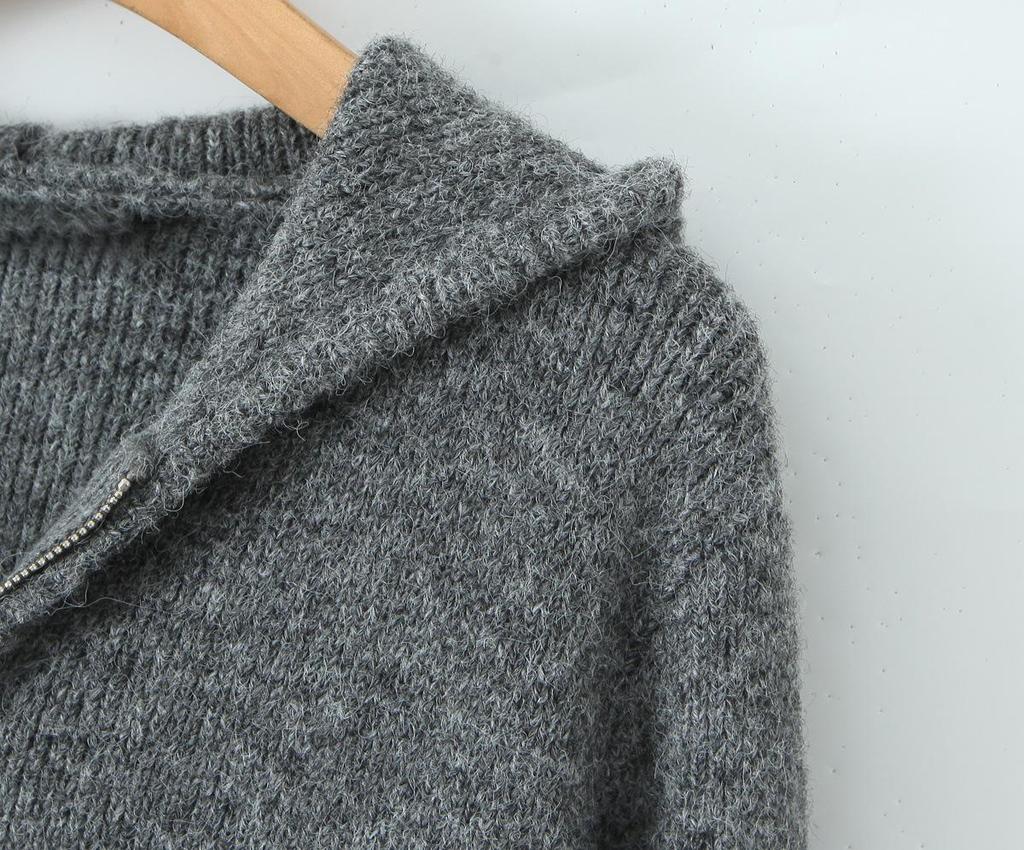 Европейско-американский осенний ретро французский кардиган с капюшоном и комплект юбки-полусолнца