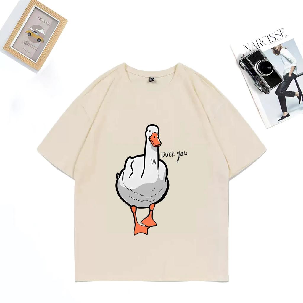 Мужская футболка с коротким рукавом из 100% хлопка с забавным принтом "Утка Ты" Hiphop Streetwear Дышащий Удобный Streetwear Топ