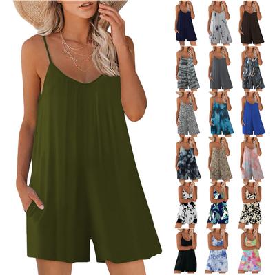 Модные повседневные свободные комбинезоны без рукавов с регулируемым ремнем и карманами, шорты, комбинезон для женщин