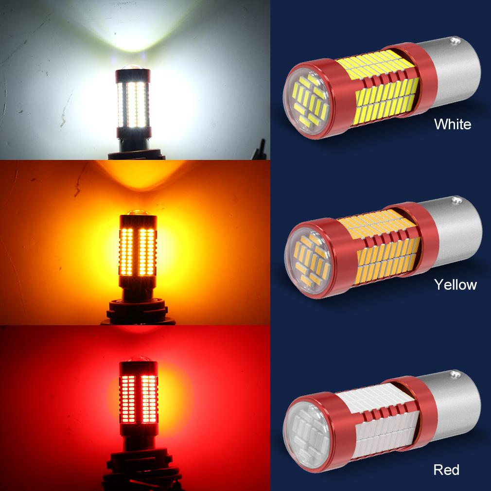 2Pcs 1156 BA15S BAU15S 1157 BAY15D P21W P21/5W PY21W 108SMD 4014 Car Led Turn Signal Lights Brake Tail Lamp Auto Rear Reverse Bulbs White Red Yellow