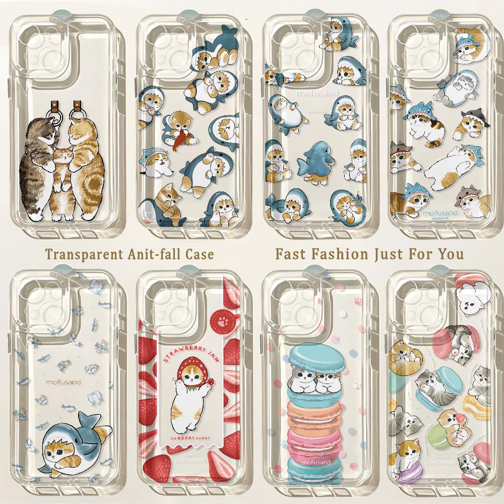 Милый чехол для телефона M-mofusands Кот iPhone 17 16 16e 15 14 13 12 11 Mini Pro Max X XR XSMax 7 8 Air Plus Прозрачная задняя крышка