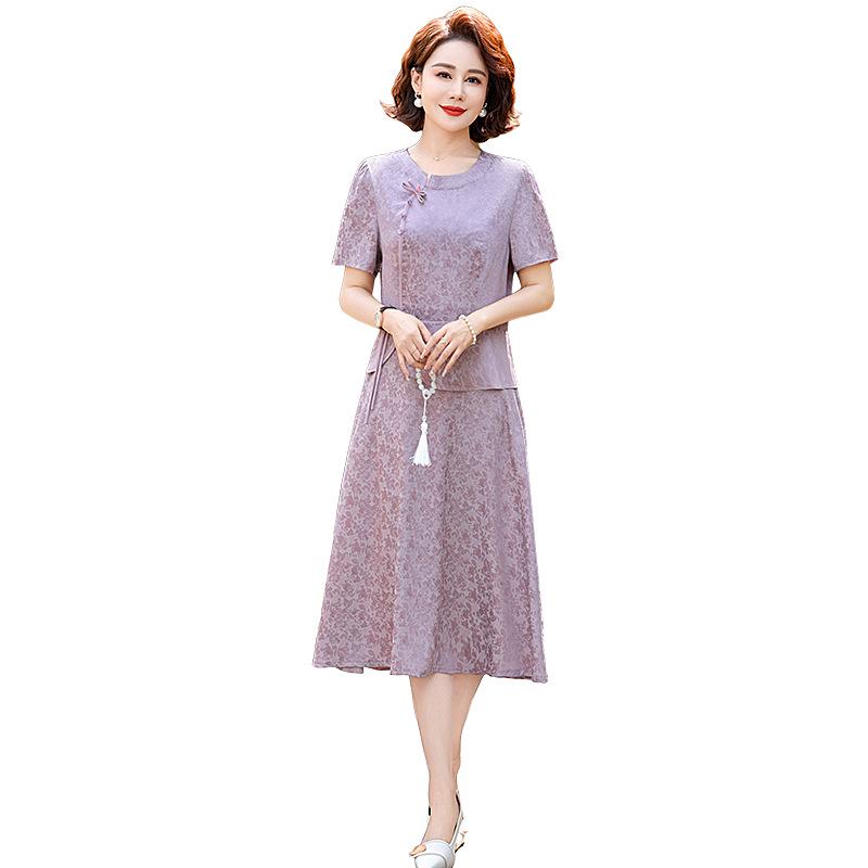 Элегантное летнее платье нового стиля 2025 года для женщин среднего и пожилого возраста: Имитация двухкомпонентного китайского дизайна