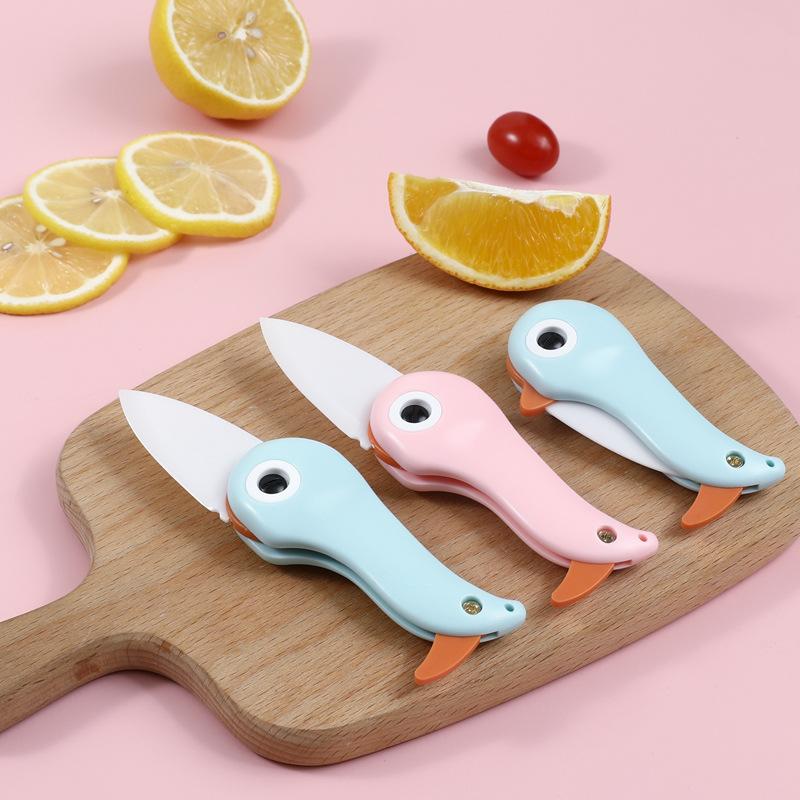 Penguin Creative Cartoon Ceramic Knife Folding Knife Fruit Knife Kitchen Knife Portable Small Knife Peeling Knife
