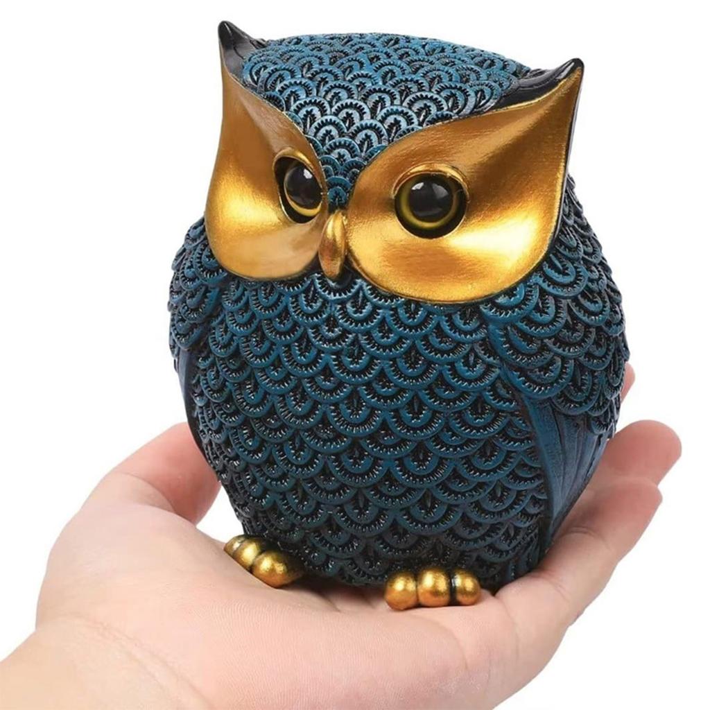 Owl Figurines Home Decor Accents Cute Small Animal Sculptures Vintage Owl Figurines for Bookshelf Bedroom Living Room
