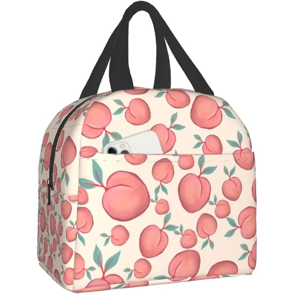 Peach Bright Orange Watercolor Cute Insulated Lunch Box Cooler Tote for Adults Work Office School Picnic Beach Reusable Lunchbox