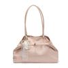 PU Leather Shoulder Bag Tote Bag with Bow Lace Pendant Versatile Armpit Bag Solid Color Large Capacity Underarm Bag Travel