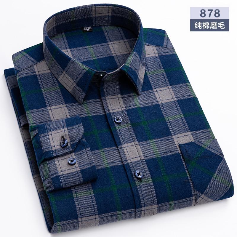 Свободная мужская клетчатая рубашка S~6XL, с длинным рукавом, на осень-весну, мягкая, стандартного кроя, 100% хлопок, байковая, повседневная одежда для мужчин