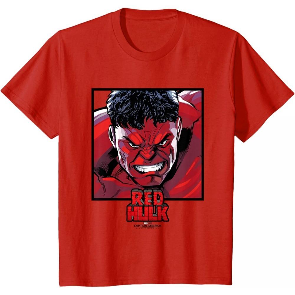 Red Hulk Marvel TShirt Unisex Short Sleeve Comic Style Heavyweight Cotton Loose Fit Crew Neck Workout Top for Gym Fans
