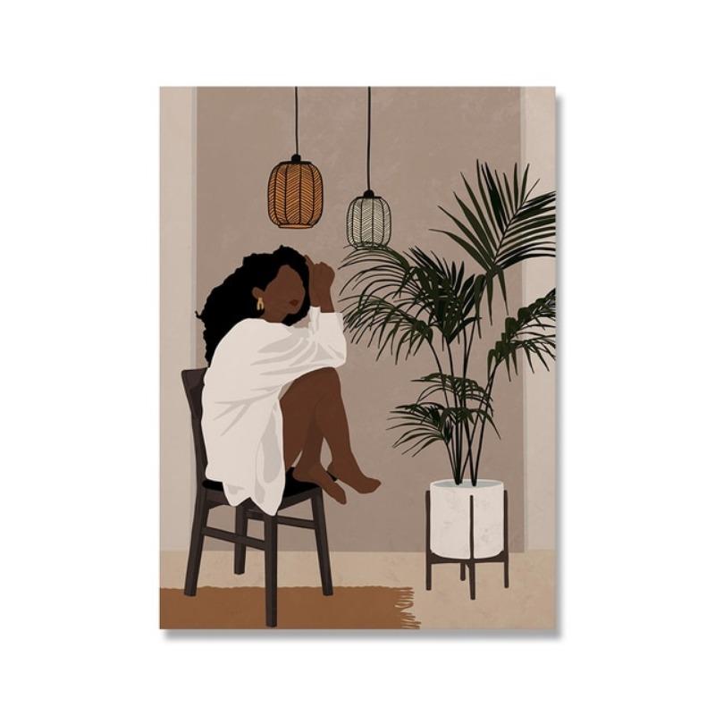 Африканская Бохо Королева Черная Женщина Рука Скандинавский Постер Принт Абстрактный Холст Настенное Искусство для Гостиной Декоративные Настенные Картины