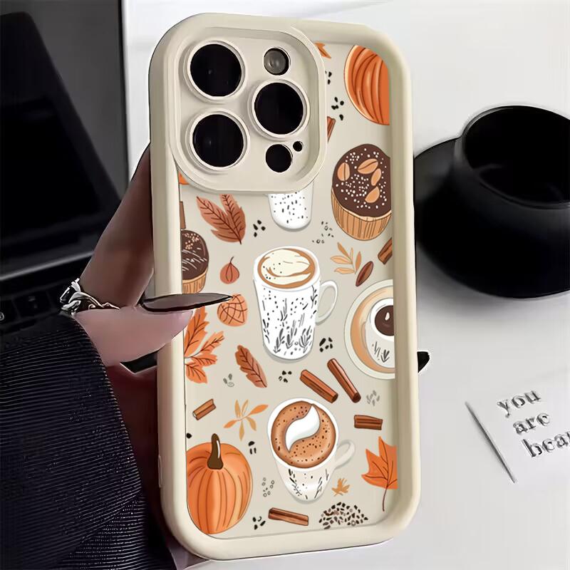 Кленовый лист Тыква Кофе Силиконовый Мягкий Чехол для Телефона Для iPhone 17 16 15 14 13 12 11 Pro Max 17 Air 16E XS X XR 7 8 Plus SE2 Чехол