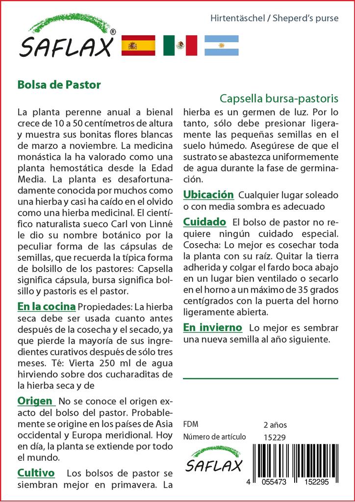 SAFLAX Garden in the Bag - Пастушья сумка - 1000 семян - С субстратом в подходящем мешке - Capsella bursa-pastoris