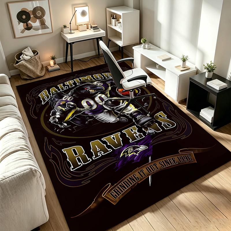 Baltimore Ravens Carpet Non-slip Indoor Mat Suitable for Office Chair Living Room Computer Desk Decorative Home Office Carpet Polyester Fiber Mat 800