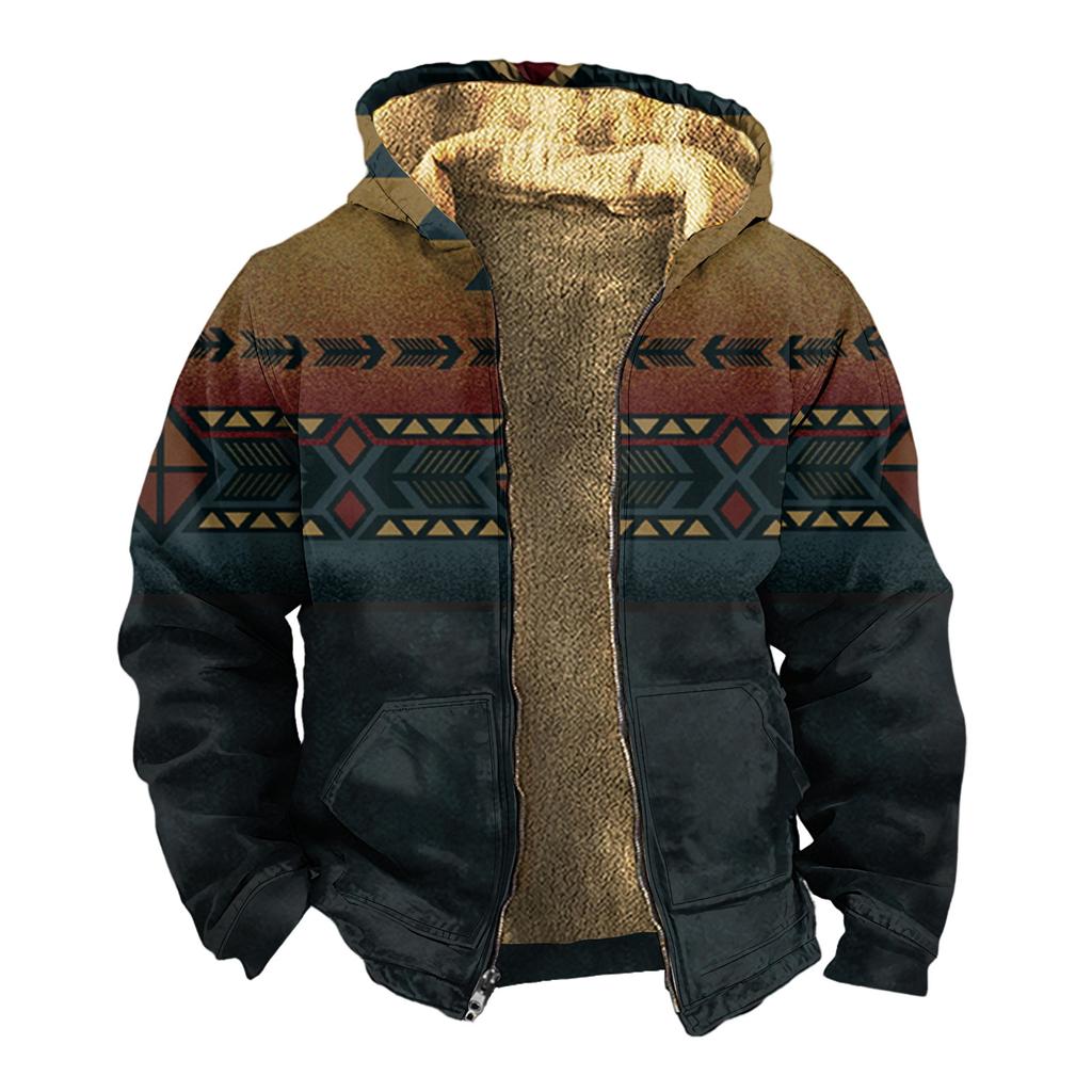 Мужская зимняя флисовая толстовка с капюшоном на молнии с накладным карманом, повседневная куртка