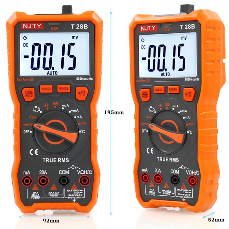 NJTY T28B Multimeter High Precision Digital Display Household Electrician's Multifunctional Meter