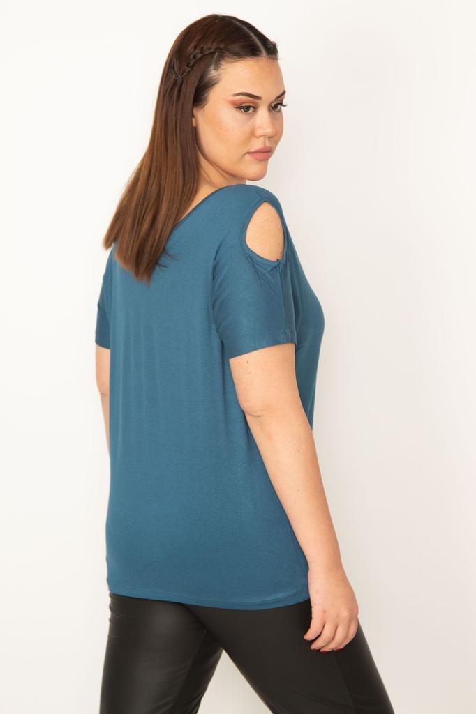 Женская блузка большого размера, вискозная блузка больших размеров с глубоким вырезом и плечами цвета бензина