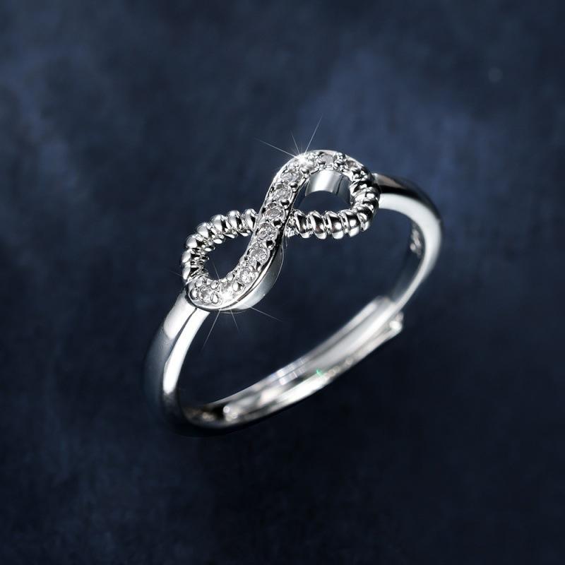 Hot-selling goods 8-character half-edge diamond-set open ring, simple personalized ins wind ring, popular