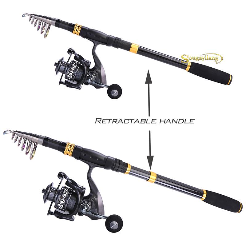 Комбинированные спиннинговые удочки и рыболовные катушки Портативная телескопическая удочка из углеродного волокна