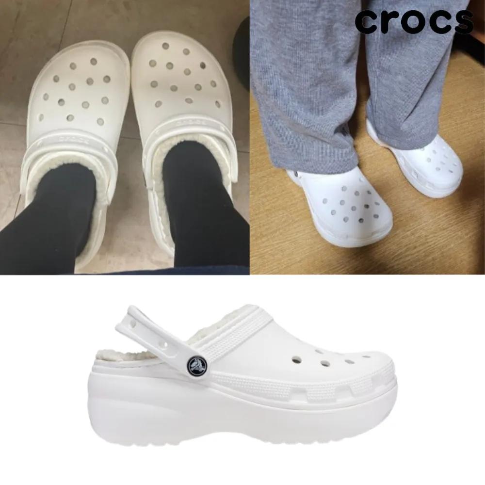 Crocs Winter Classic Platform Clogs Women's Fur-lined Strap Height-increasing Daily Slippers