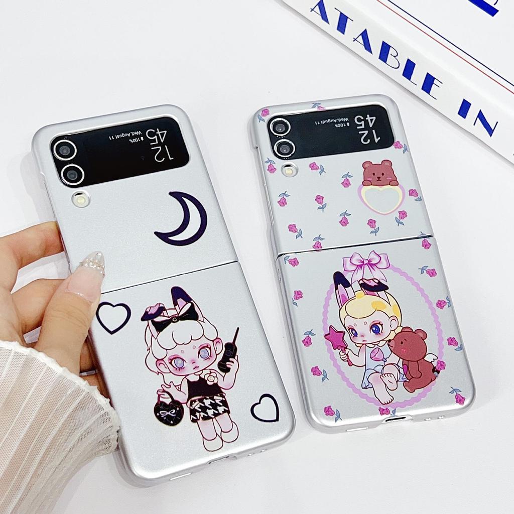 Гальванизированный Защитный Чехол для Samsung Galaxy Z Flip7/6/5 - Совместим с Японскими и Корейскими Мультфильмами