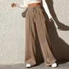 Women's Fashion Solid Colour Drawstring High Waist Wide Leg Pants Casual Sweatpants
