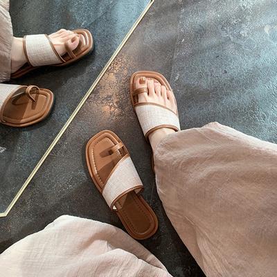 Сланцы с открытым носком Xiaoxiangfeng, женская летняя обувь 2025, новые, с темпераментом вечернего бриза, на плоской подошве, пляжные сандалии