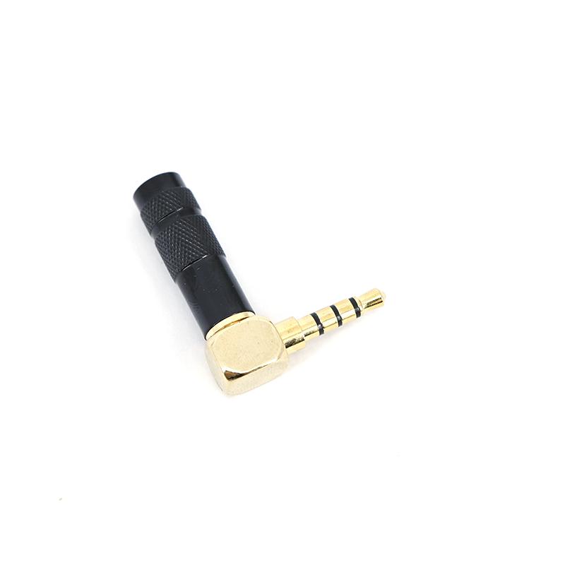 4 Poles Jack 3.5mm 90 Degree Right Angle 1/8" Earphone Plug 3.5 Audio black Adapter Gold Solder 3.5mm Headphone Wire Connector