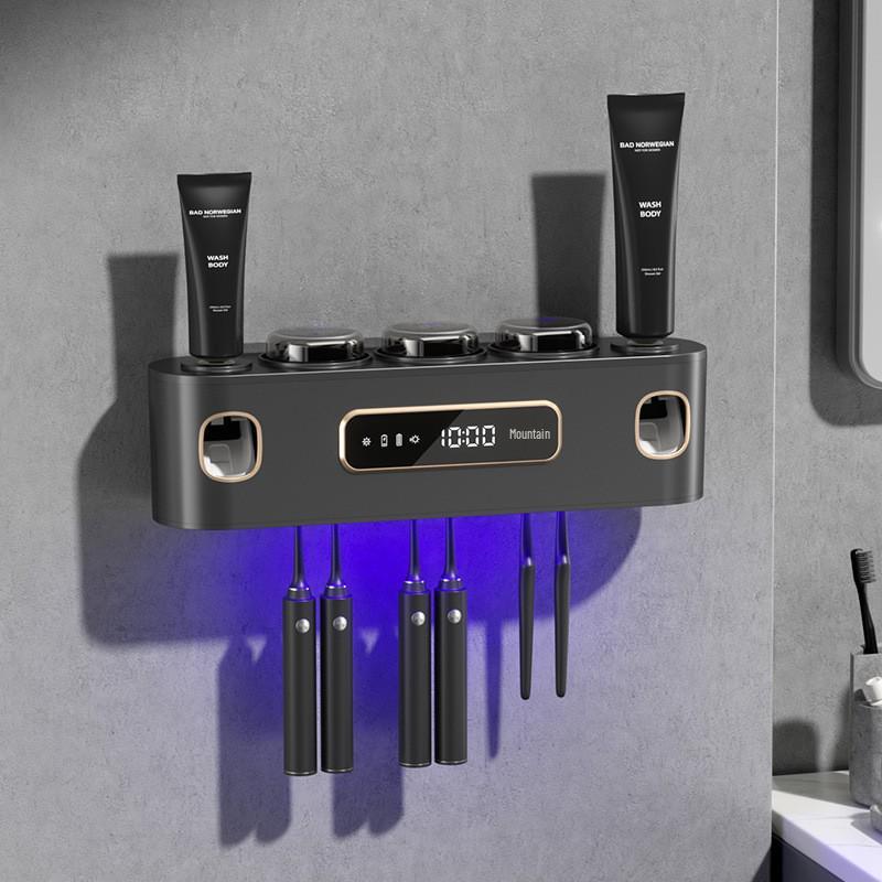 Умный настенный УФ-держатель для зубных щеток и дезинфектор с сушкой и стаканом для хранения