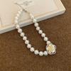 Rhinestone Multi-layer Necklace Baroque Style Camellia Clavicle Chain Pearl Flower Necklace  Girls