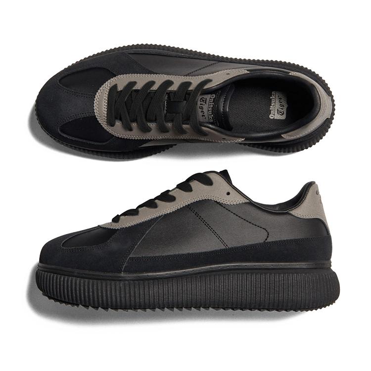 ONITSUKA TIGER Износостойкие низкие повседневные кроссовки Delecity, увеличивающие высоту, унисекс, черные и серые, артикул 1183B874-001