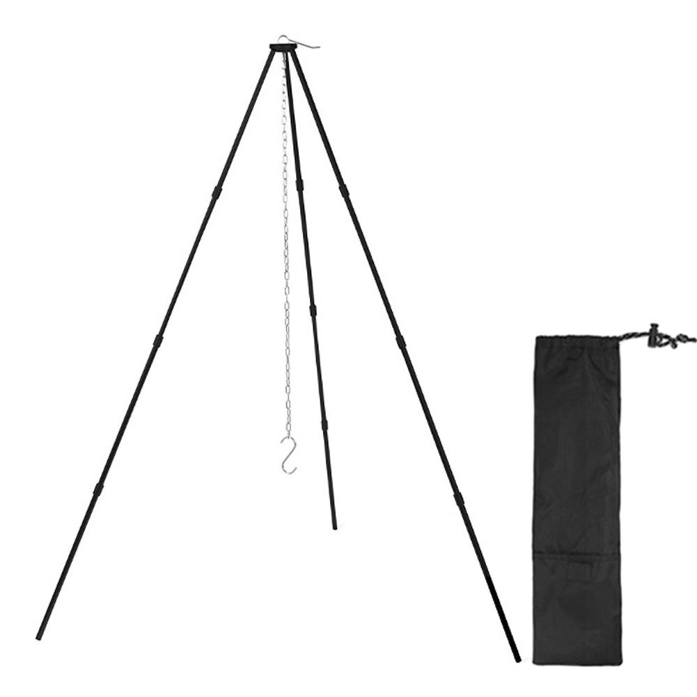 Тренога для костра для кемпинга, портативная треугольная подставка, алюминиевый сплав, разборная подставка, цепь из нержавеющей стали, оборудование для пикника и приготовления пищи