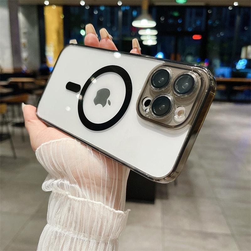 Роскошный прозрачный магнитный чехол для линз с диафрагмой и беспроводной зарядкой для iPhone 14 13 12 11 Pro Max, универсальный защитный чехол от падения