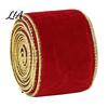 Reusable Festive Crafting Trim Velvet Christmas Ribbon, 2.5 x 78 Inch Wired Ribbon with Gold Edges for Gift Wrapping, Bow Making, DIY Crafts, Garland,
