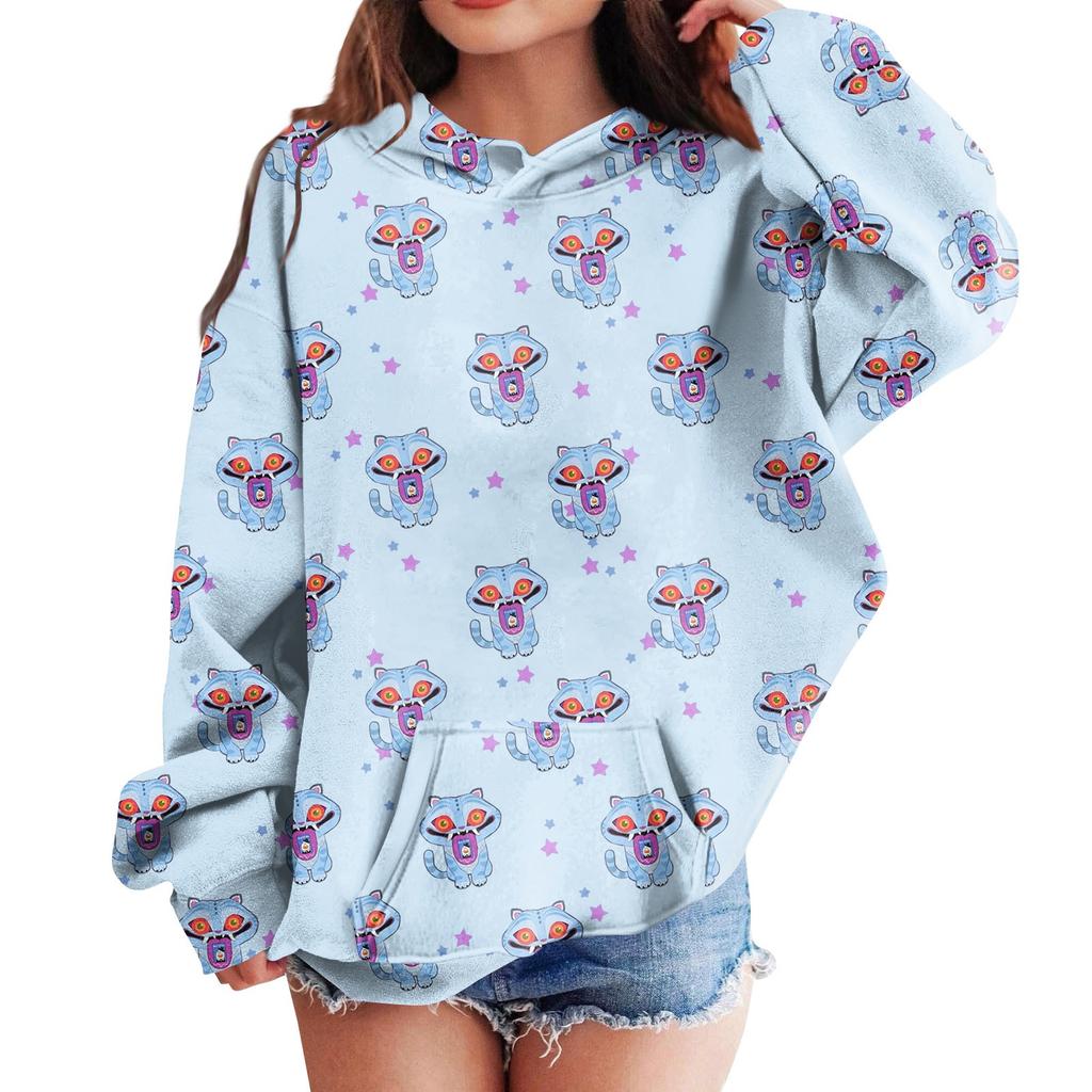 Sweatshirts For Teen Girls Hoodies Long Sleeve Drawstring Pullover Cute Printed Hoodie Top
