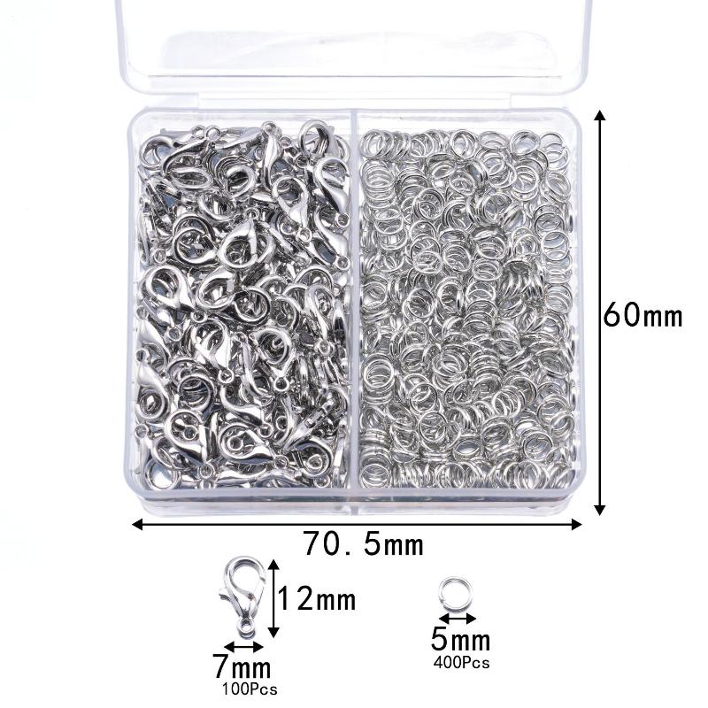 500Pcs/Box Jewelry Making Kit Lobster Clasps & Jump Rings With Box For Diy Chain Necklace Bracelet Anklet Supplies Connectors