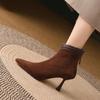 NEW Autumn Women Boots Suede Leather Shoes for Women Pointed Toe Ankle Boots High Heel Shoes Winter Thin Heel Modern Boots